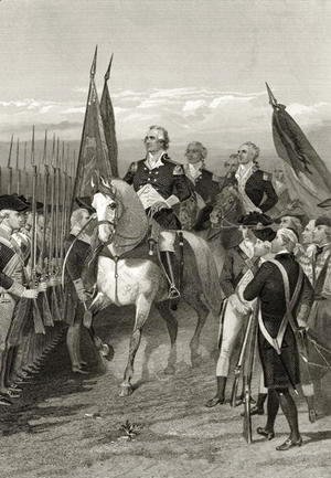 George Washington taking command of the Army, 1775, from 'Life and Times of Washington', Volume I,  1857
