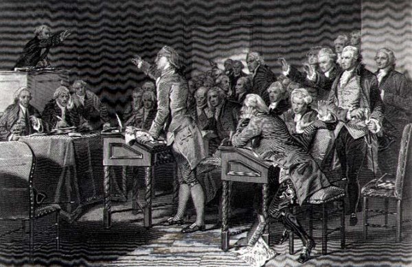 Patrick Henry addressing the Virginia Assembly, March 1775, 1856