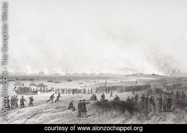 Landing the troops during the bombardment of Fort Fisher, North Carolina 1864