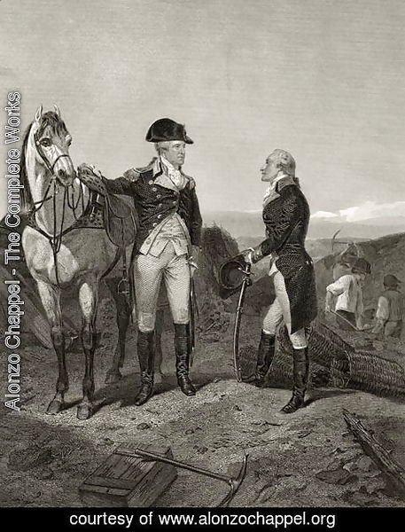First meeting of George Washington and Alexander Hamilton, from 'Life and Times of Washington', Volume I, 1857